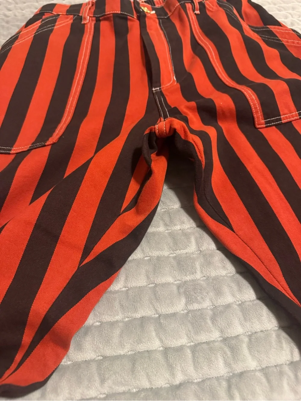 Big Bud Press Work Pants-Red and Black Vertical Stripe - Picture 2 of 12